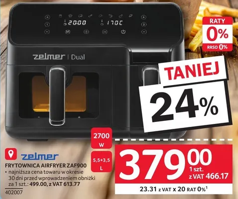Frytownica airfryer ZELMER FRYTOWNICA AIRFRYER ZAF900 promocja w Selgros