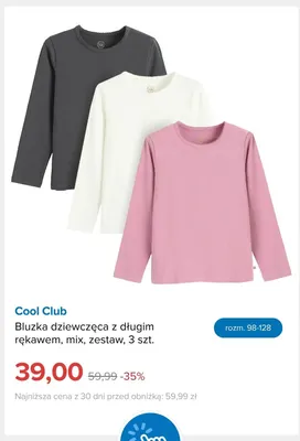 Bluzka dziewczęca z długim rękawem 3-pak Cool Club promocja w Smyk