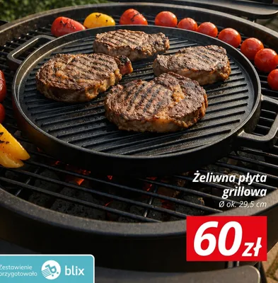 Żeliwna płyta grillowa Ø ok. 29,5cm promocja w KiK