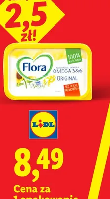 Margaryna Flora Omega 3&6 Original 100% roślinna bez oleju palmowego promocja w Lidl