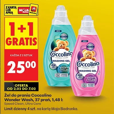 Żel do prania Wonder Wash Speed Clean, Ultra Care 1+1 GRATIS promocja w Biedronka