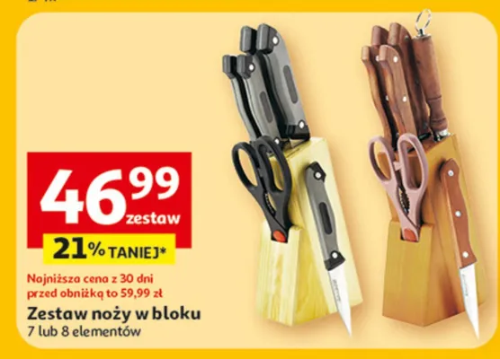 Zestaw noży w bloku 7 lub 8 elementów promocja w Auchan