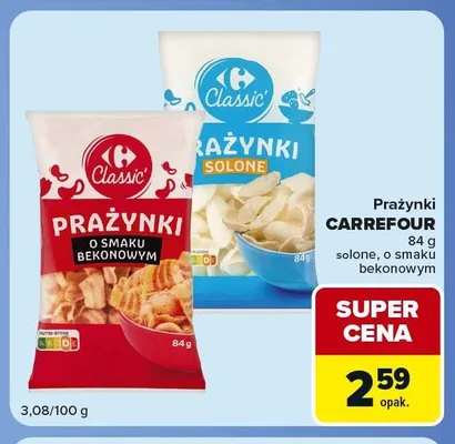 Prażynki Carrefour Classic o smaku bekonowym promocja w Carrefour Market