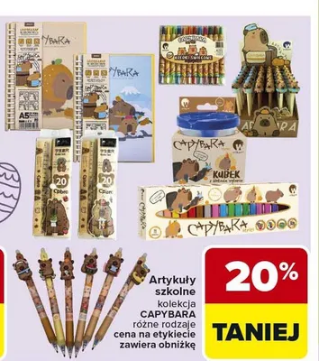 Artykuły szkolne kolekcja Capybara różne rodzaje cena na etykiecie zawiera obniżkę promocja w Carrefour