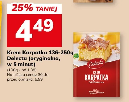 Krem Karpatka 136-250g Delecte oryginalna, w 5 minut promocja w Hitpol