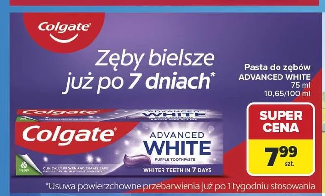 Pasta do zębów Colgate Advanced White promocja w Carrefour