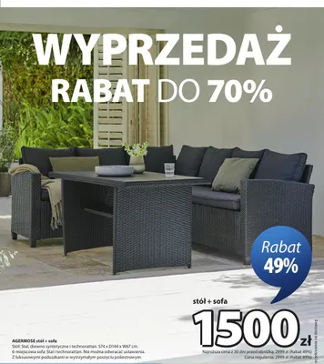 Zestaw mebli ogrodowych stół i sofa JYSK AGERMOSE promocja w Jysk