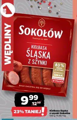 Kiełbasa śląska z szynki Sokołów promocja w Netto