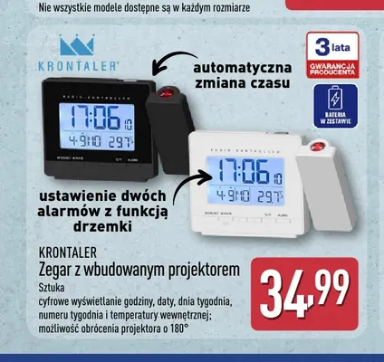 Zegar z wbudowanym projektorem Krontaler promocja w Aldi
