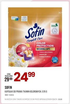 Kapsułki do prania tkanin kolorowych Sofin Complete Care Color Protection promocja w Drogerie Natura