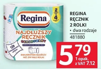 Ręcznik papierowy Regina 2 rolki promocja w Selgros