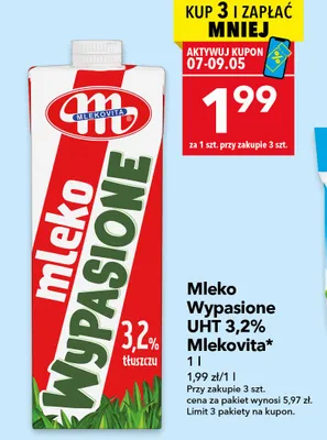 Mleko UHT Wypasione 3,2% Mlekovita promocja w LEWIATAN