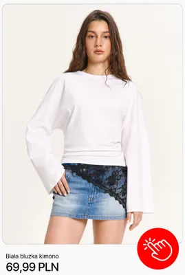 Bluzka kimono Cropp biała promocja w Cropp