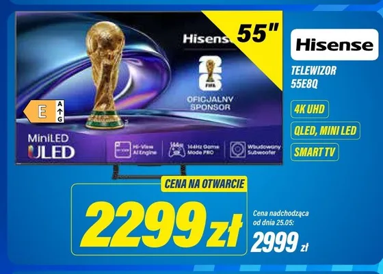 Telewizor Hisense 55E8Q 55" 4K UHD QLED MINI LED SMART TV promocja w RTV EURO AGD
