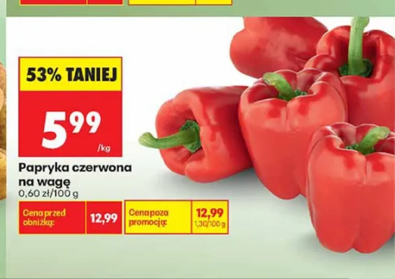 Papryka czerwona na wagę promocja w Biedronka