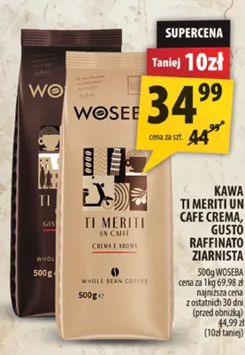 Kawa ziarnista Ti Meriti Un Cafe Crema Woseba promocja w Arhelan