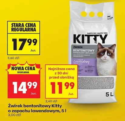 Żwirek bentonitowy Kitty o zapachu lawendowym promocja w Biedronka