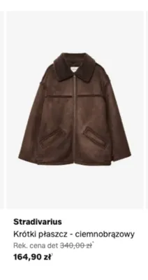 Krótki płaszcz Stradivarius ciemnobrązowy promocja w Lounge by Zalando