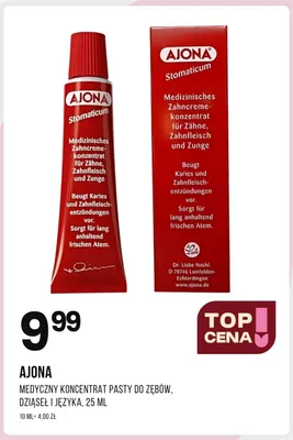 Medyczny koncentrat pasty do zębów dziąseł i języka Ajona Stomaticum promocja w Drogerie Natura