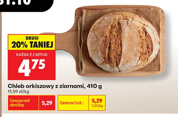 Chleb orkiszowy z ziarnami promocja w Biedronka