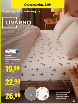 Prześcieradło z nadrukiem i gumką LIVARNO 180-200x200 cm promocja w Lidl