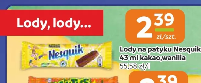 Lody na patyku Nesquik wanilia promocja w Społem Częstochowa