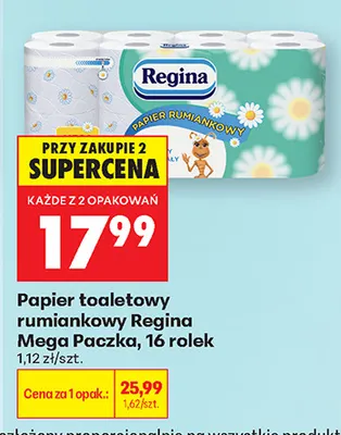 Papier toaletowy rumiankowy Regina Mega Paczka 16-pak promocja w Biedronka