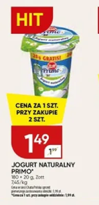 Jogurt naturalny Primo Zott promocja w Chata Polska