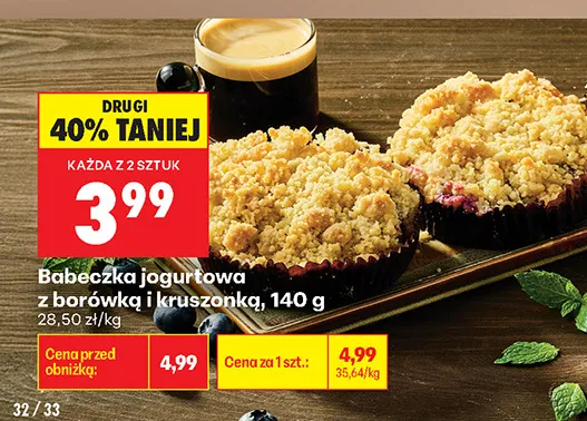Babeczka jogurtowa z borówką i kruszonką promocja w Biedronka