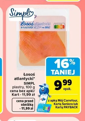 Łosoś atlantycki w plastrach Simpl promocja w Carrefour Market