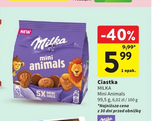 Ciastka Milka Mini Animals promocja w Intermarche