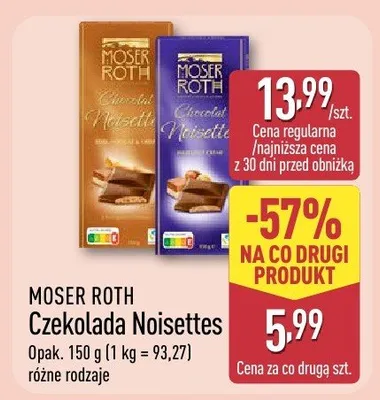 Czekolada Noisettes różne rodzaje promocja w Aldi