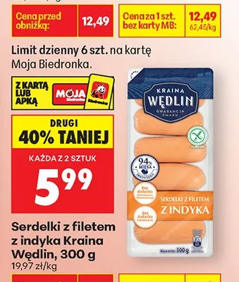 Serdelki z filetem z indyka Kraina promocja w Biedronka