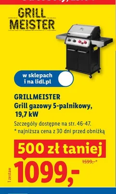 Grill gazowy 5-palnikowy, 19,7 kW promocja w Lidl