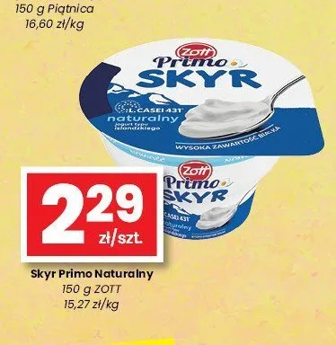 Skyr Primo naturalny Zott promocja w emma MARKET