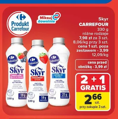 Jogurt typu islandzkiego skyr owoce leśne Carrefour Sensation promocja w Carrefour