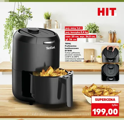 Frytkownica beztłuszczowa TEFAL EY1018 poj. misy 1,6l poj. koszyka 0,4kg szer. 25cm wys. 36,5cm gł. 36cm promocja w Kaufland