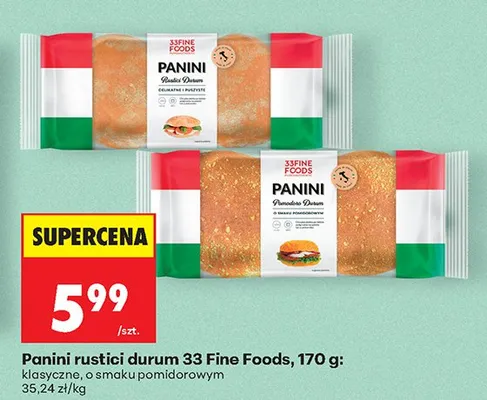 Panini rustici durum o smaku pomidorowym promocja w Biedronka