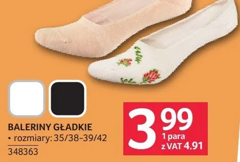 Baleriny gładkie rozmiar 35/38-39/42 promocja w Selgros