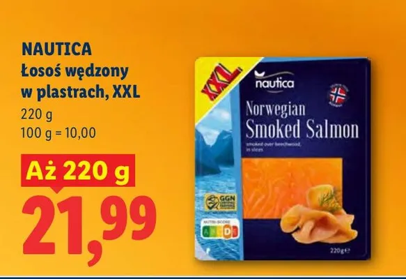 Łosoś wędzony w plastrach, XXL promocja w Lidl