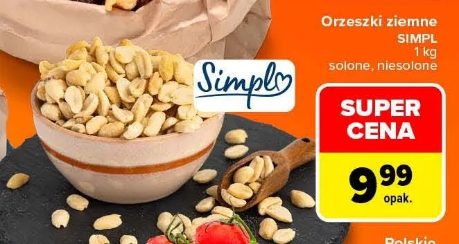 Orzeszki ziemne niesolone Simpl promocja w Carrefour