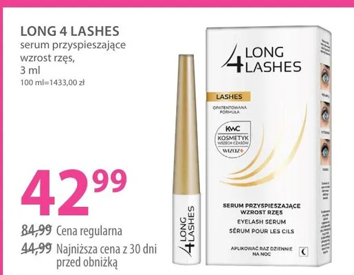 Serum przyspieszające wzrost rzęs Long 4 Lashes promocja w Hebe