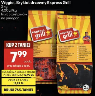 Węgiel, Brykiet drzewny Express Grill promocja w Delikatesy Centrum