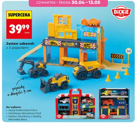 Zestaw zabawek Dickie Toys stacja budowlana Volvo z 3 pojazdami promocja w Biedronka