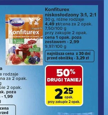 Konfiturex niskosłodzony 2:1 Gellwe promocja w Carrefour
