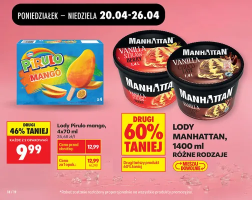 Lody Pirulo mango promocja w Biedronka