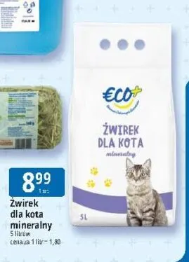 Żwirek dla kota mineralny Eco+ promocja w Leclerc