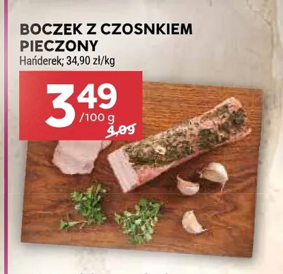 Boczek z czosnkiem pieczony Hańderek promocja w Stokrotka