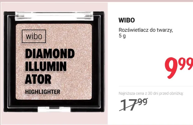 Rozświetlacz do twarzy WIBO Diamond Illuminator Highlighter promocja w Rossmann