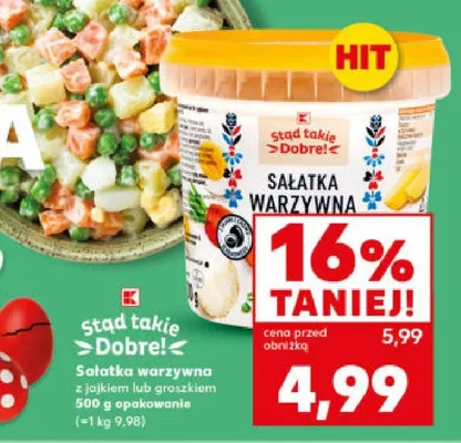 Sałatka warzywna z jajkiem lub groszkiem promocja w Kaufland